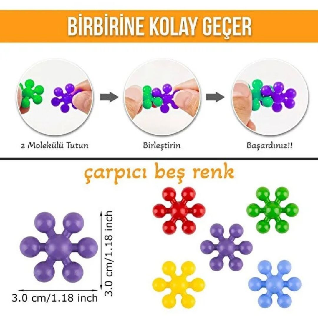 JuvoToys™  Master Molekül 5 Renk 120 Parça - STEM Eğitimi Uyumlu