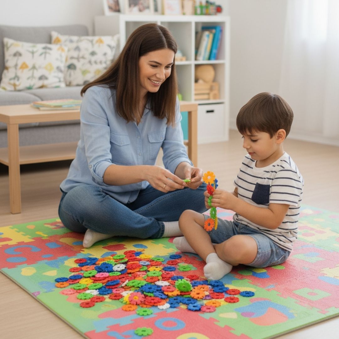 JuvoToys™ Eğitici Kilitli Diskler – 5 Renk 300 Parça STEM Yapı Oyuncak Seti