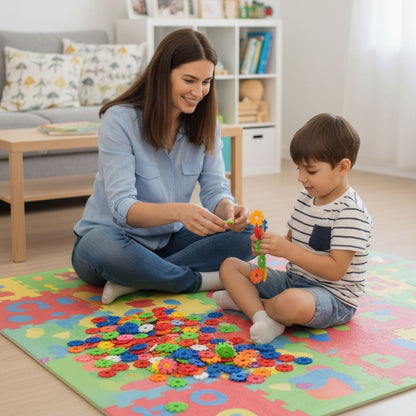 JuvoToys™ Eğitici Kilitli Diskler – 5 Renk 300 Parça STEM Yapı Oyuncak Seti