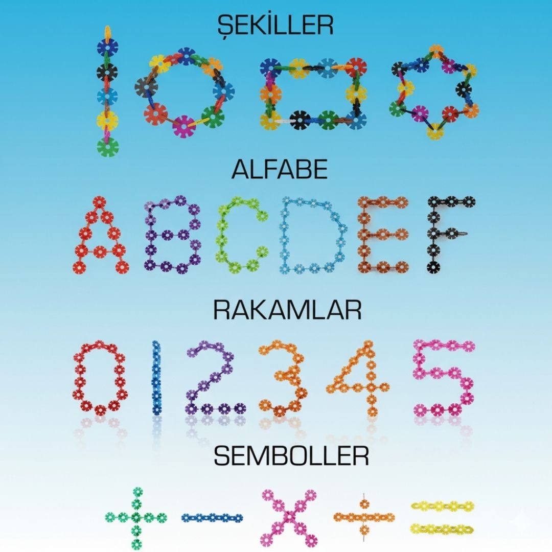 JuvoToys™ Eğitici Kilitli Diskler – 5 Renk 300 Parça STEM Yapı Oyuncak Seti