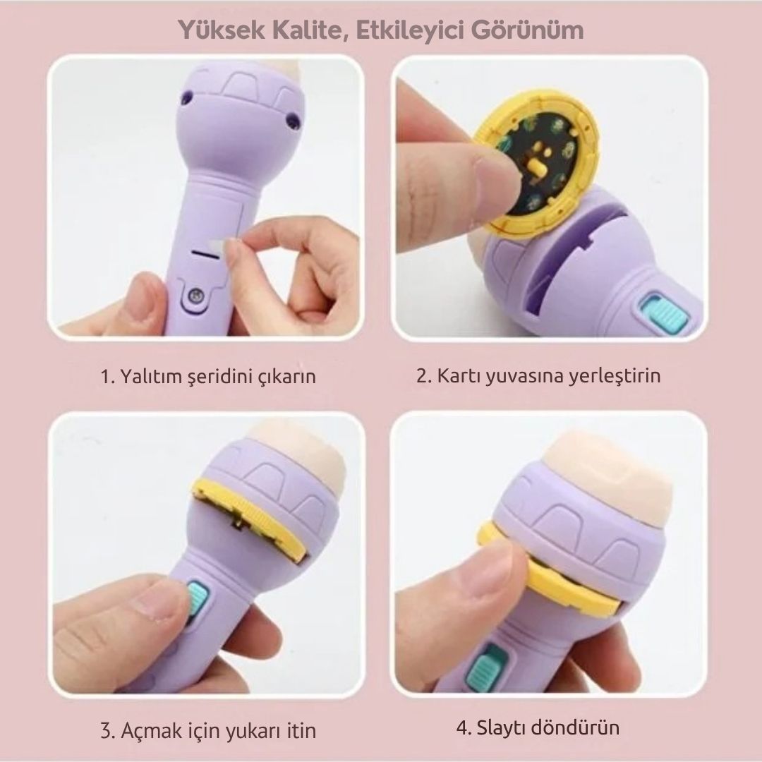 JuvoToys™ 56 Farklı Resimli Projeksiyonlu Eğitici El Feneri