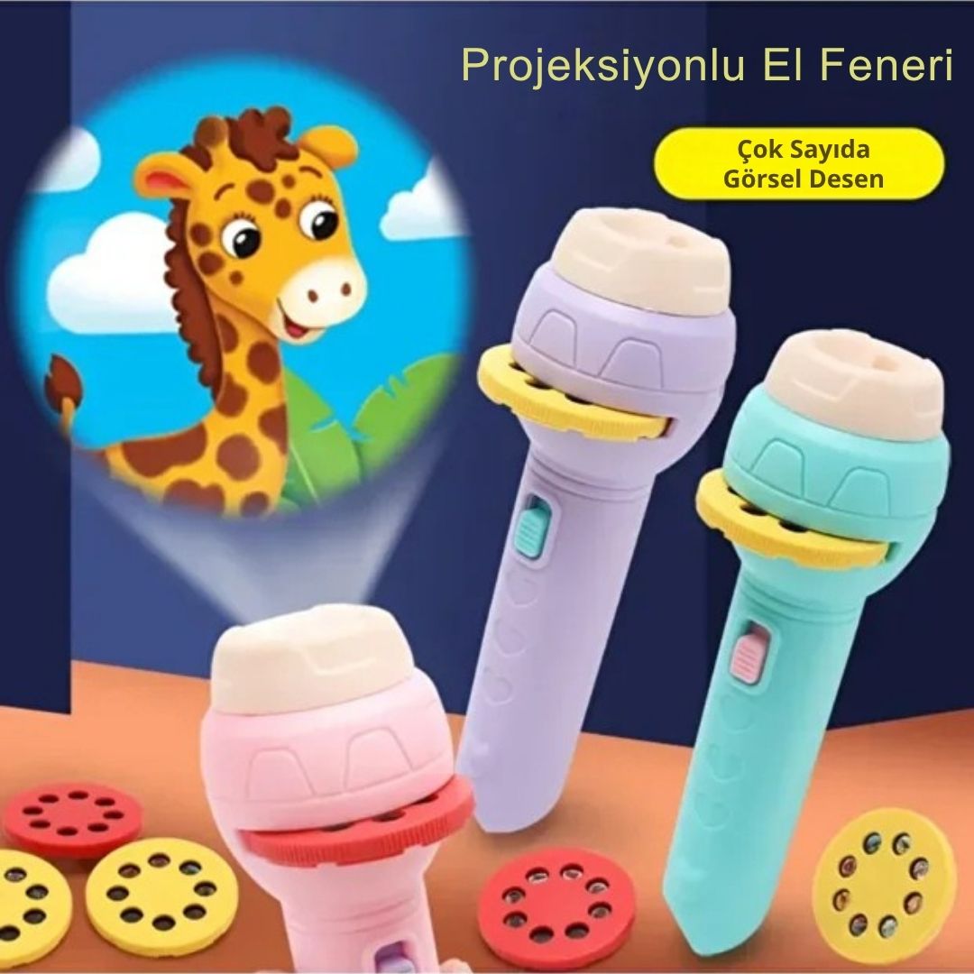 JuvoToys™ 56 Farklı Resimli Projeksiyonlu Eğitici El Feneri