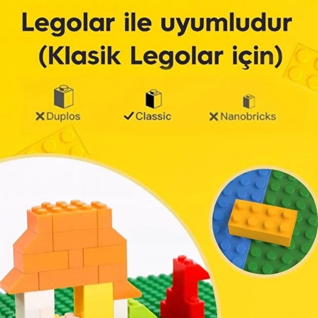 JuvoToys™ Lego Alt Tabla (Zemin - Lego Uyumlu Oyun Plakası) 25x25cm